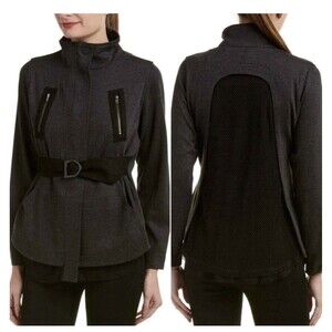 Cabi Modern Mesh Back Jacket in Heather Gray Love Carol XL Women's Career Wear